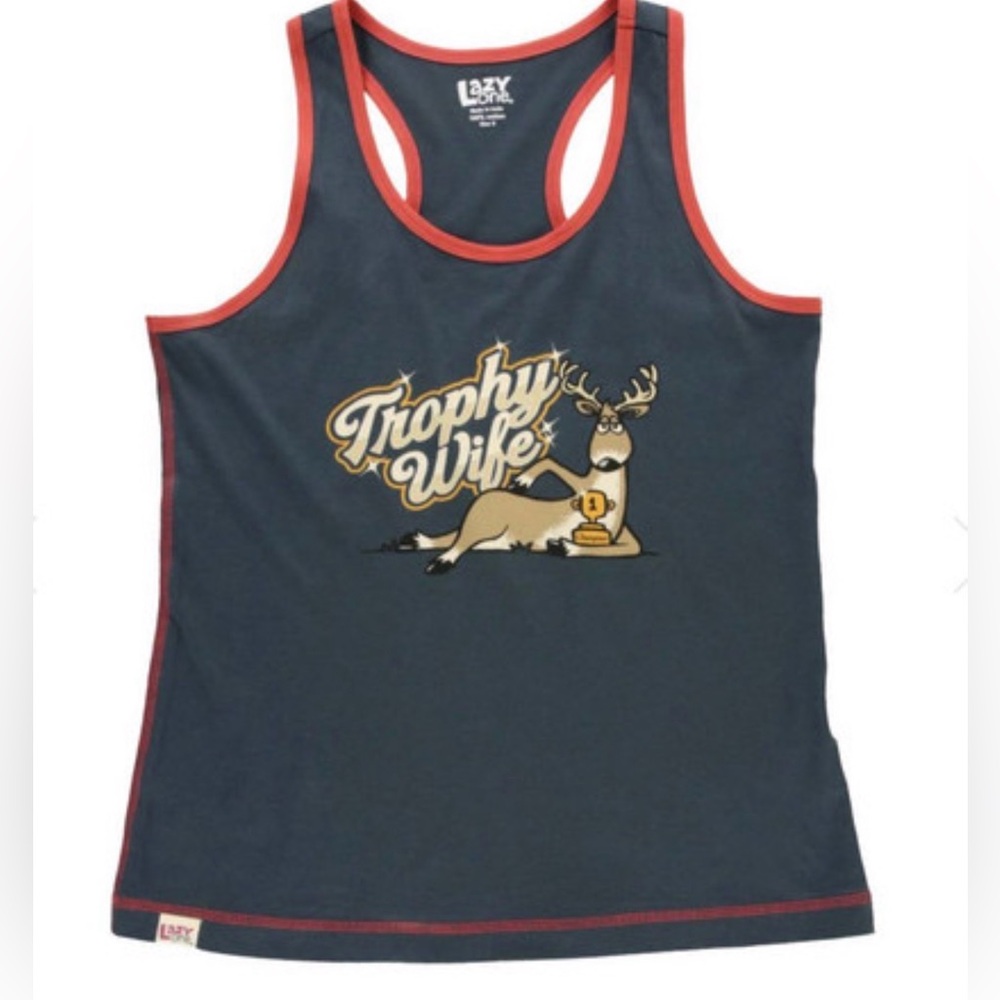 NWT Lazy Oaf Navy 'Trophy Wife' Girls' Tank Top size XL FIRM PRICE $10